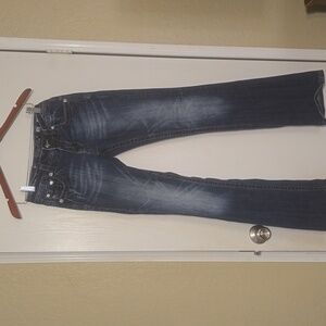 Miss Me Bootcut Jeans Embellished Pockets Dark Wash Denim Women's Size 27